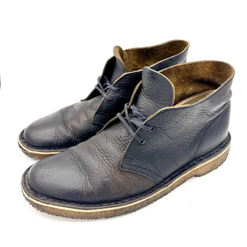 Clarks Originals Desert Boot Mens 8.5 Dark Brown Beeswax Tumbled Leather‎ Chukka